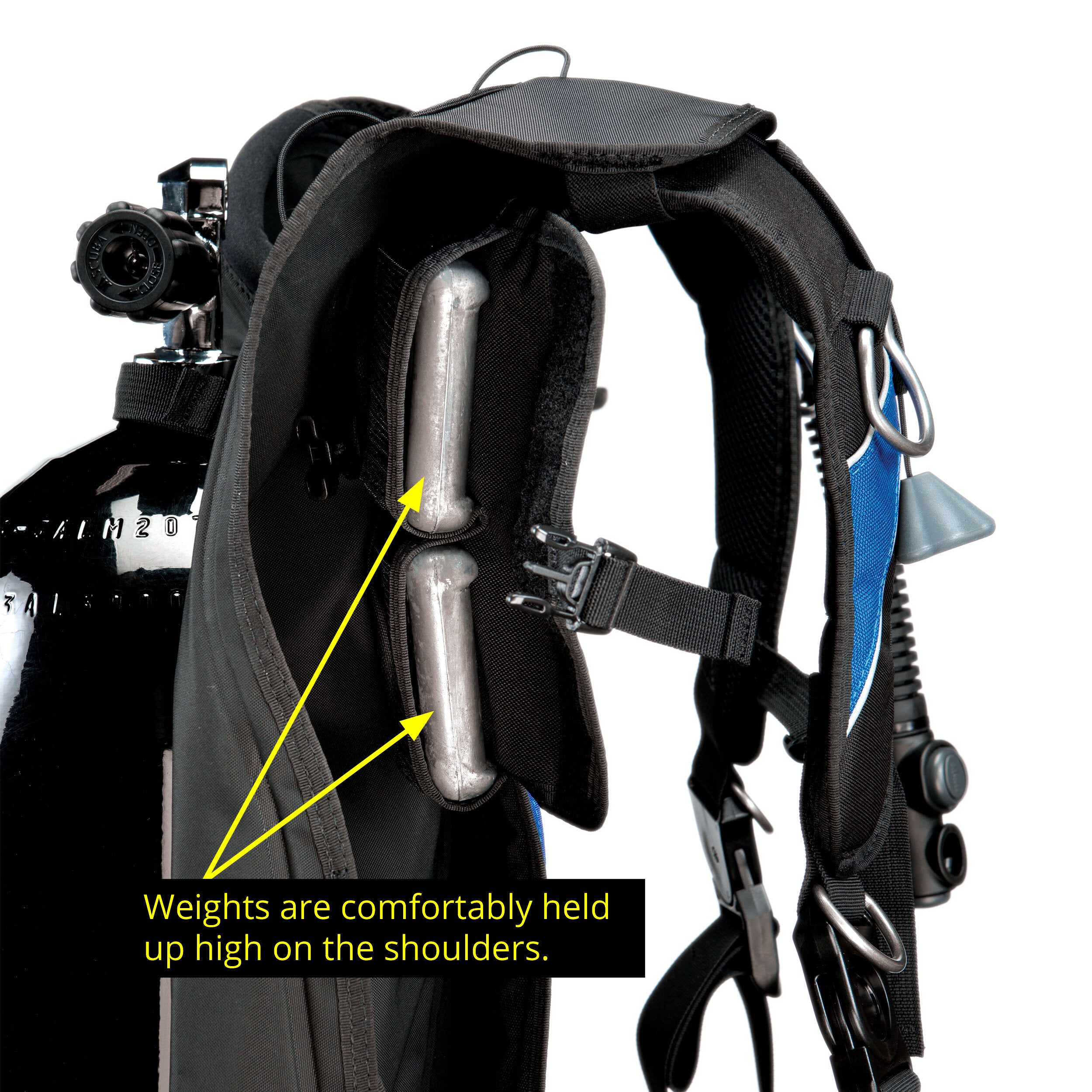 XS Scuba Phantom SL BCD Back Weight Integration