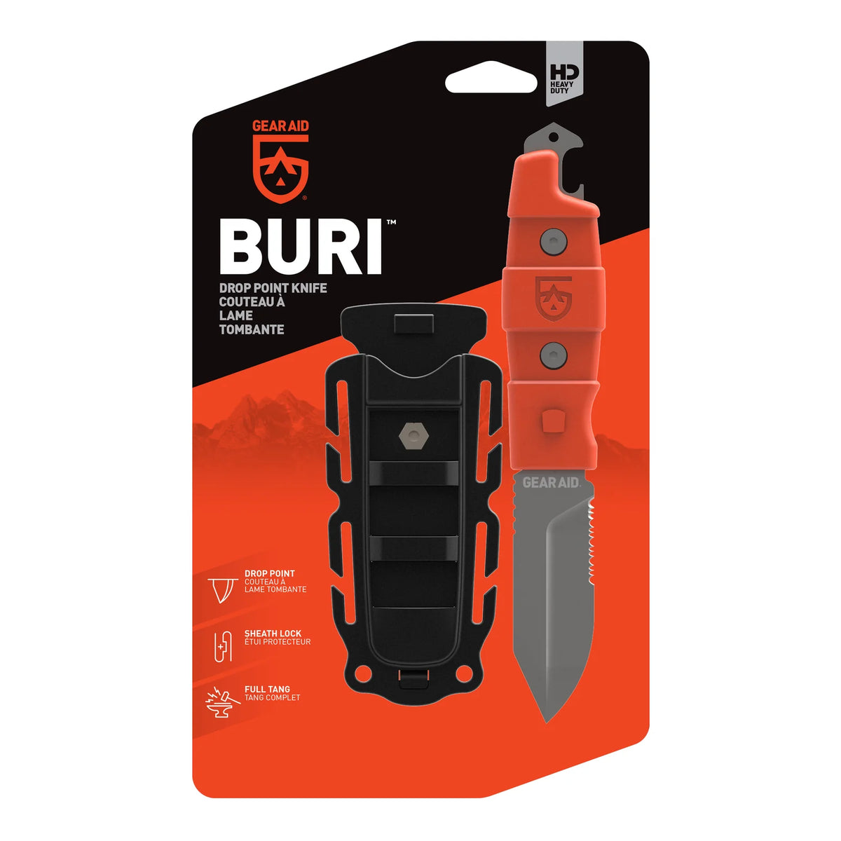 GearAid BURI Drop Point Knife - Retail Packaging