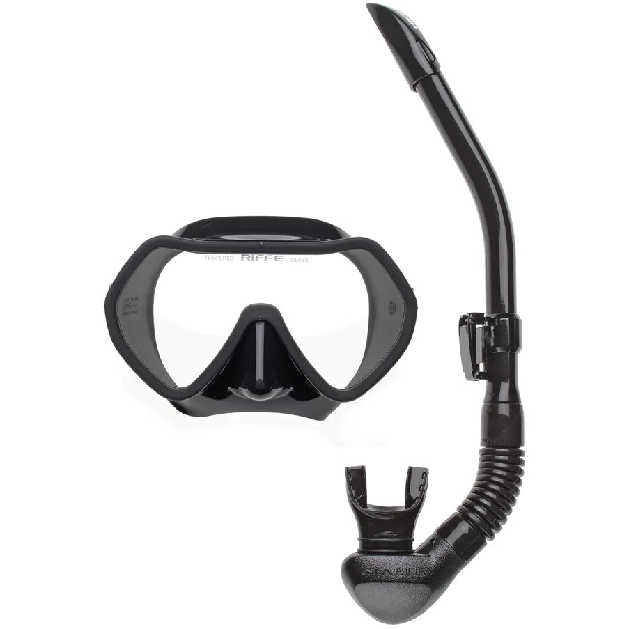 Riffe Premium Mask & Snorkel Set - Frameless Black