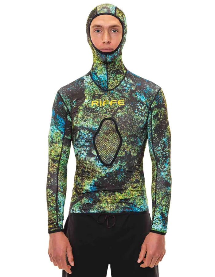 Flow Rider Rash Guard Riffe Eco Hooded Long Sleeve Rash Guard With Loading Pad – Lost Winds ...