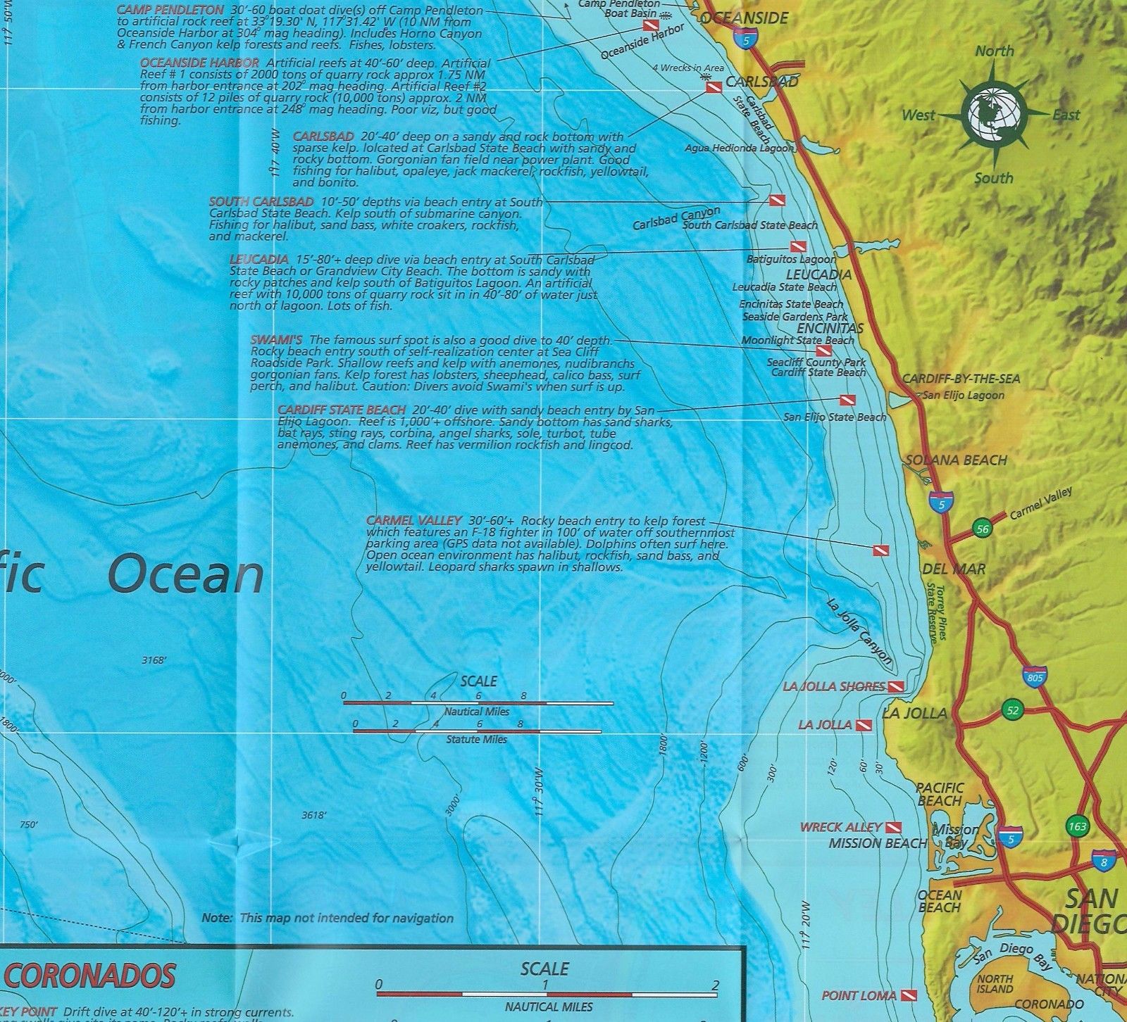 San Diego County Waterproof Dive Map